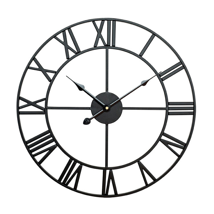 100cm Retro Living Room Iron Round Roman Numeral Mute Decorative Wall Clock (Black)