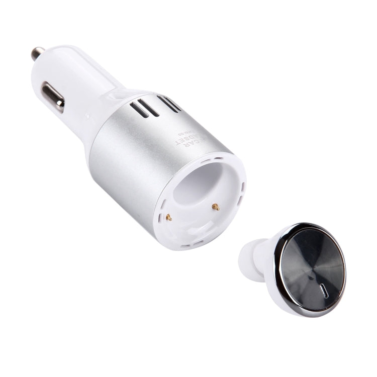 AMW-80 2 in 1 Wireless Bluetooth 4.1 Stereo In-ear Earphone Headset + Single 2.4A USB Fast Charging Port Car Charger for Smartphones, Bluetooth Distance: About 10m