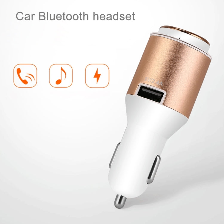 AMW-80 2 in 1 Wireless Bluetooth 4.1 Stereo In-ear Earphone Headset + Single 2.4A USB Fast Charging Port Car Charger for Smartphones, Bluetooth Distance: About 10m