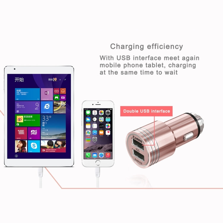 Teclast CCM202 2.4A Dual-USB Fine Steel Smart Car Charger Adapter With Distinctive Steel Point & Intelligent Current Identification Function & Built-in LED Light, Compatible with Most of Car Models, Charging for IOS / Android Devices