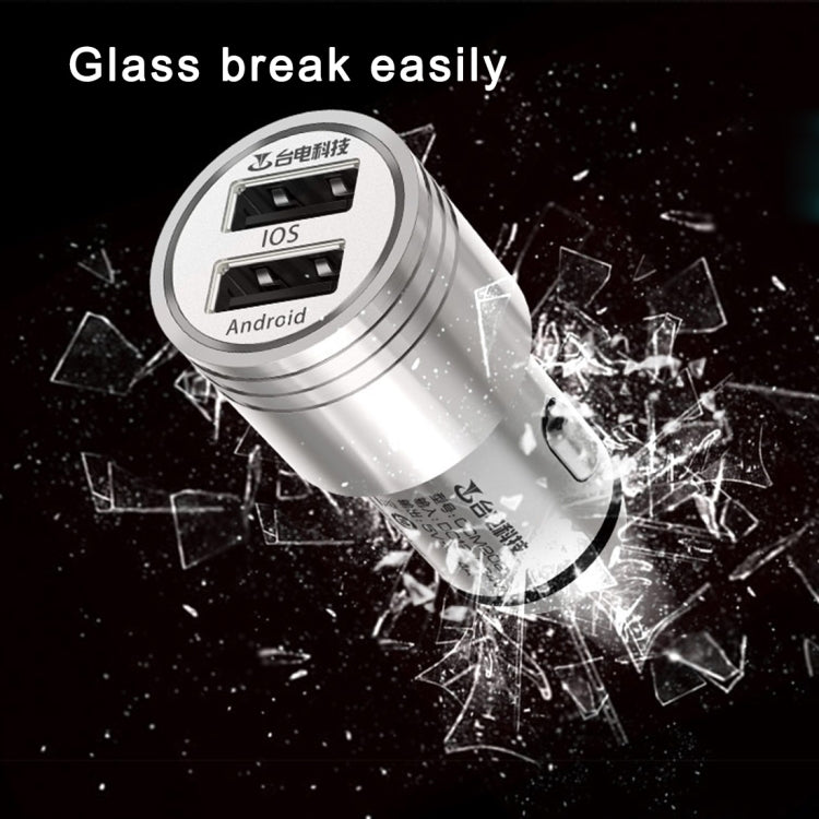 Teclast CCM202 2.4A Dual-USB Fine Steel Smart Car Charger Adapter With Distinctive Steel Point & Intelligent Current Identification Function & Built-in LED Light, Compatible with Most of Car Models, Charging for IOS / Android Devices