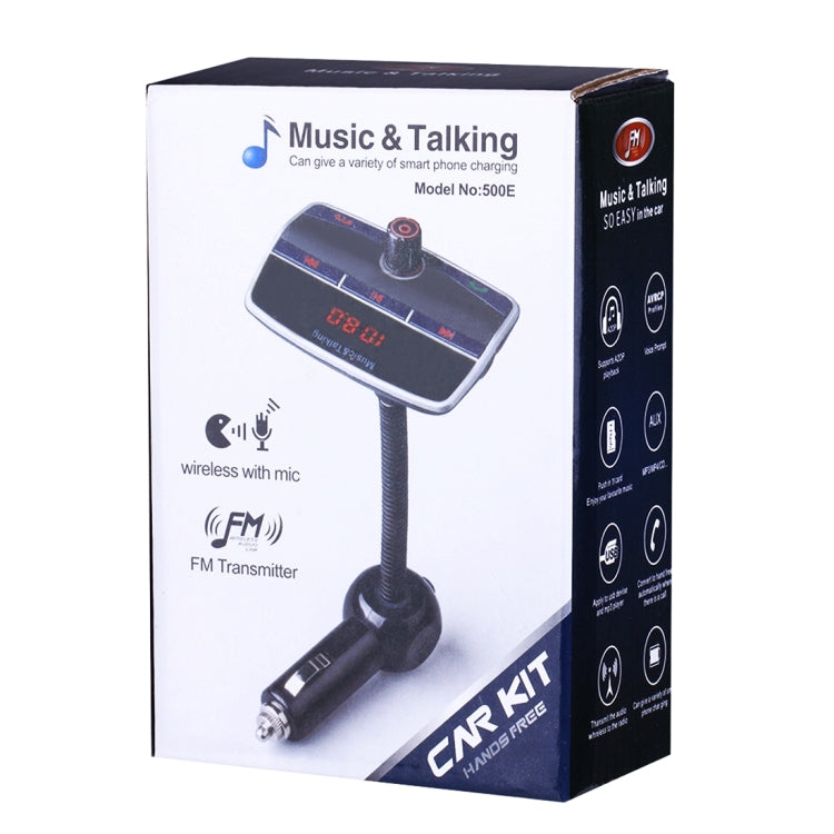 E500 Dual USB Charger Car Bluetooth FM Transmitter Kit, Support LCD Display / TF Card Music Play / Hands-free