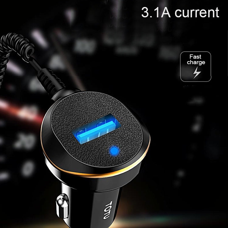 TOTUDESIGN DCCL-04 3.1A Single Ports Android Wired Smart Car Charger, Longest: about 1m, Shortest: about 30cm, For Galaxy, Sony, Lenovo, HTC, Huawei, and other Smartphones