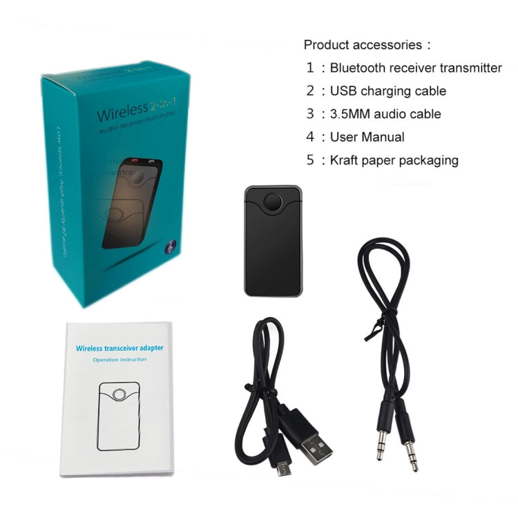 B18+ Portable Wireless Bluetooth 2 in 1 Audio Receiver / Transmitter with 3.5mm Stereo Audio Jack for Car Home Use