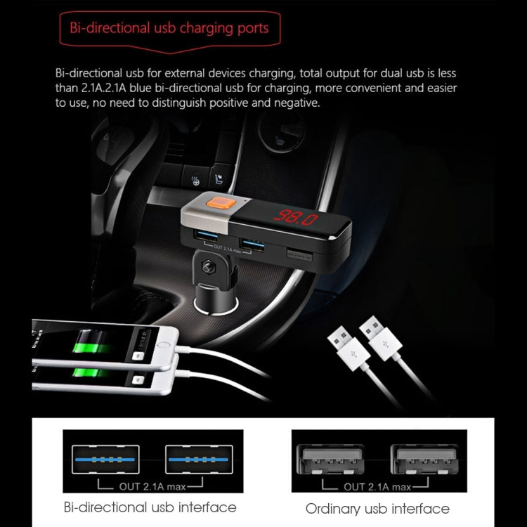 BC11 Dual USB Car Charger Bluetooth FM Transmitter Kit, Support LCD Display / TF Card Music Play / Hands-free