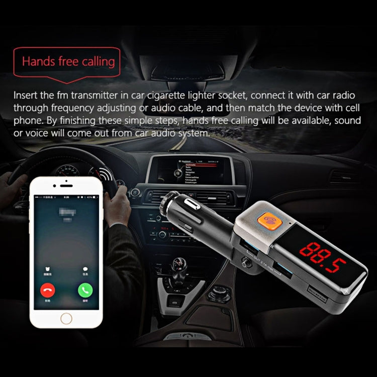 BC11 Dual USB Car Charger Bluetooth FM Transmitter Kit, Support LCD Display / TF Card Music Play / Hands-free