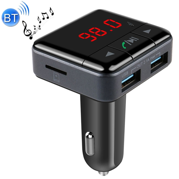 BC12 Dual USB Car Charger Bluetooth FM Transmitter Kit with APP Function, Support LCD Display / TF Card Music Play / Hands-free