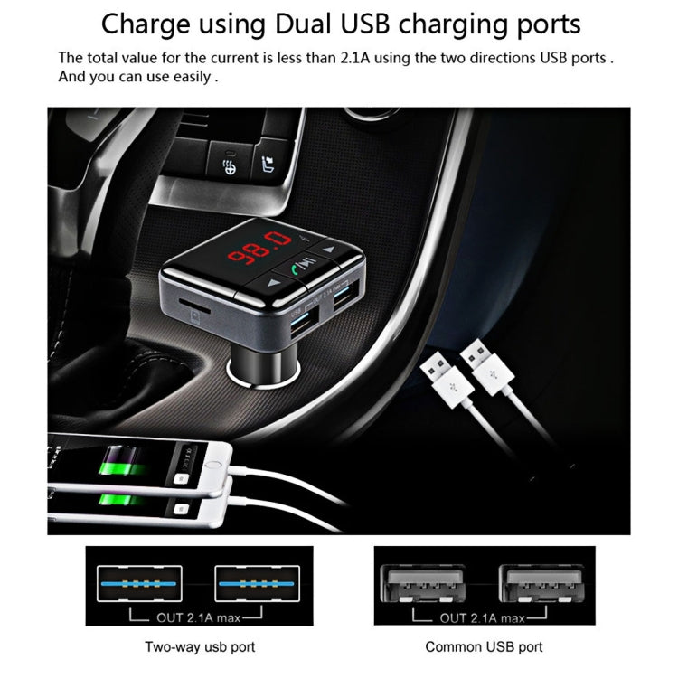 BC12 Dual USB Car Charger Bluetooth FM Transmitter Kit with APP Function, Support LCD Display / TF Card Music Play / Hands-free