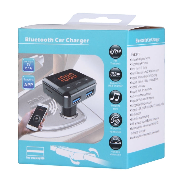BC12 Dual USB Car Charger Bluetooth FM Transmitter Kit with APP Function, Support LCD Display / TF Card Music Play / Hands-free