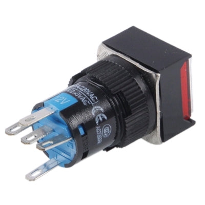 Car DIY Square Button Push Switch with LED Indicator, AC 220V