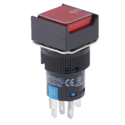 Car DIY Square Button Push Switch with LED Indicator, AC 220V