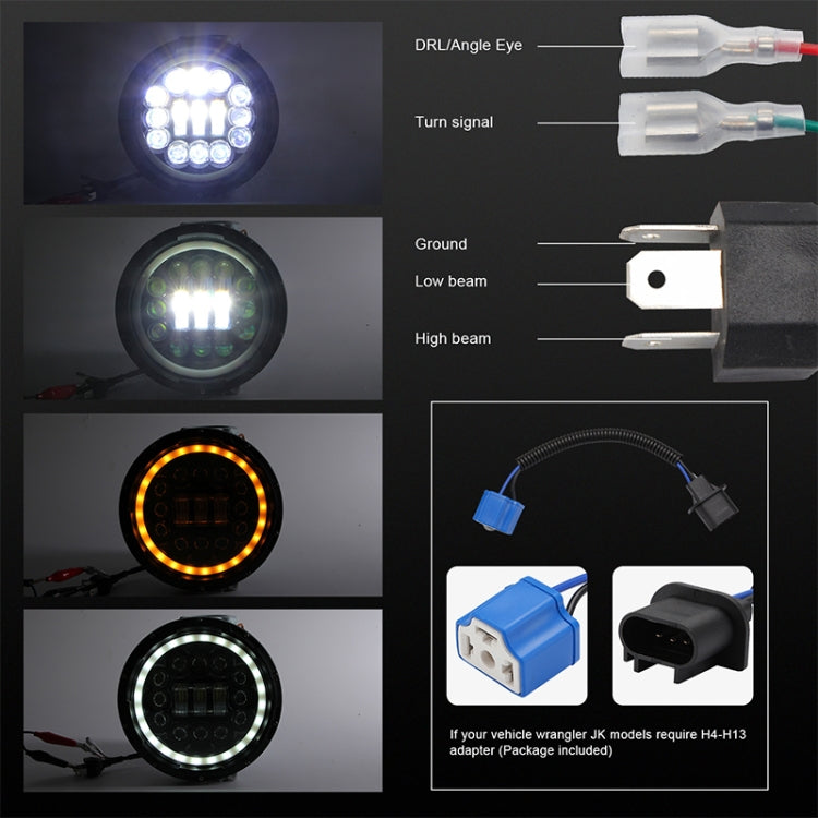 7 Inch 40W 4500LM 6000K + 3000K 12 LEDs Car Truck Off-road Vehicle Circular LED Angel Eye Herdsman Lamp Headlights Work Lights Spotlight