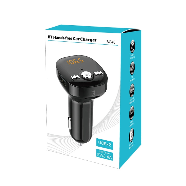 BC40 Dual USB Charging Bluetooth FM Transmitter MP3 Music Player Car Kit, Support Hands-Free Call  & TF Card & U Disk