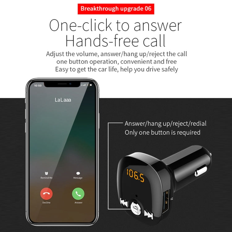 BC40 Dual USB Charging Bluetooth FM Transmitter MP3 Music Player Car Kit, Support Hands-Free Call  & TF Card & U Disk