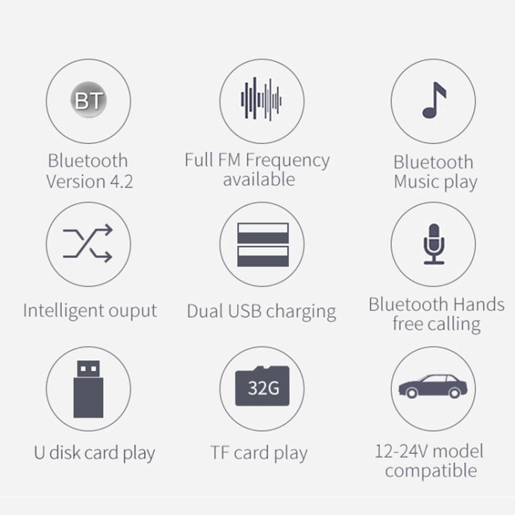 BC40 Dual USB Charging Bluetooth FM Transmitter MP3 Music Player Car Kit, Support Hands-Free Call  & TF Card & U Disk
