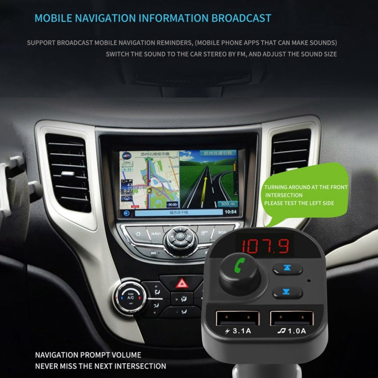 805E Dual USB Charging Bluetooth FM Transmitter MP3 Music Player Car Kit, Support Hands-Free Call  & Read TF Card / U Disk Music(Black)