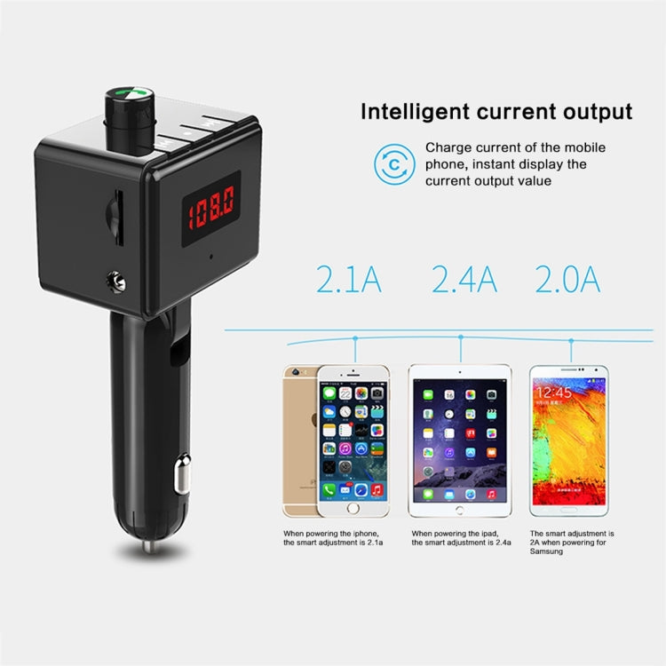BS6 Dual USB Charging Bluetooth FM Transmitter Wireless Headset MP3 Music Player Car Kit for Mobile Phone, Support Hands-Free Call & Micro SD Card