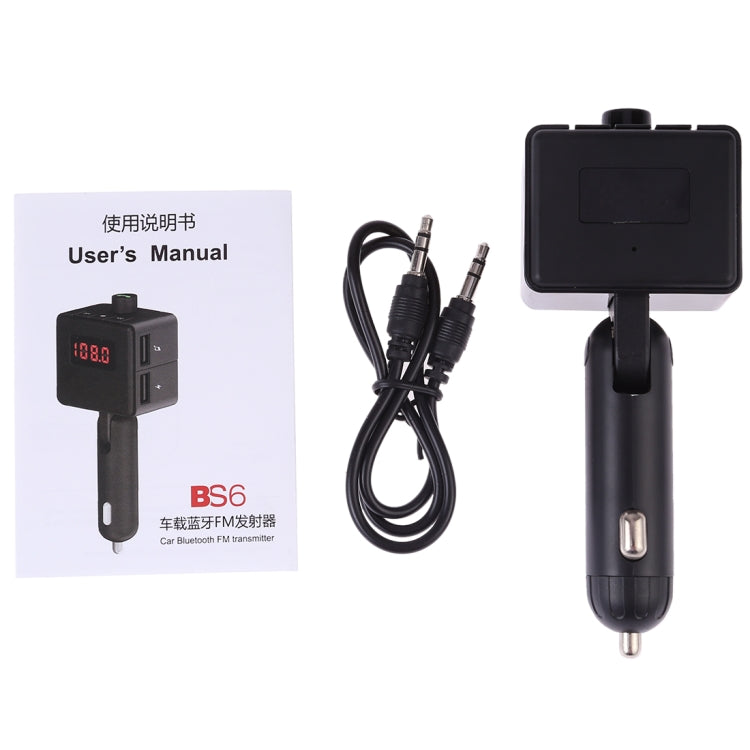 BS6 Dual USB Charging Bluetooth FM Transmitter Wireless Headset MP3 Music Player Car Kit for Mobile Phone, Support Hands-Free Call & Micro SD Card