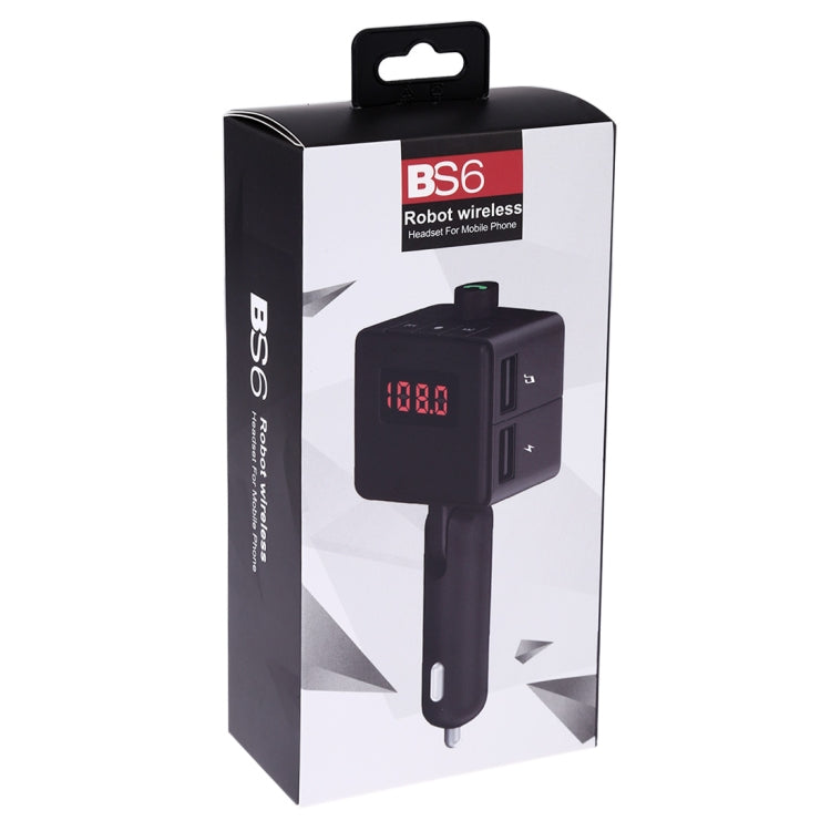 BS6 Dual USB Charging Bluetooth FM Transmitter Wireless Headset MP3 Music Player Car Kit for Mobile Phone, Support Hands-Free Call & Micro SD Card
