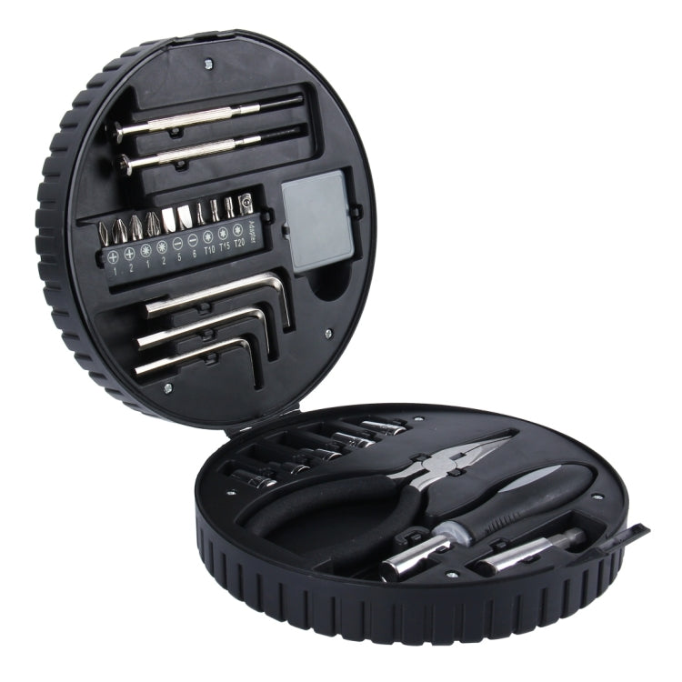 24 PCS Car Tire Shape Package Automobile Motorcycle Tool Box Set Socket Wrench Sleeve Suit Hardware Auto Car Repair Tools Socket Wrenches for Precise Repair or Maintenance
