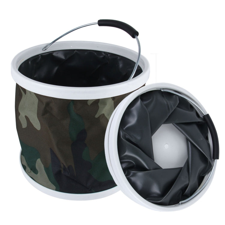 11L Cylinder Shape Foldable Camouflage Printed Bucket Pail for Fishing Camping