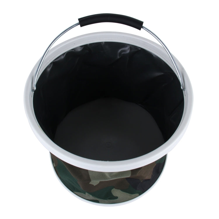 11L Cylinder Shape Foldable Camouflage Printed Bucket Pail for Fishing Camping