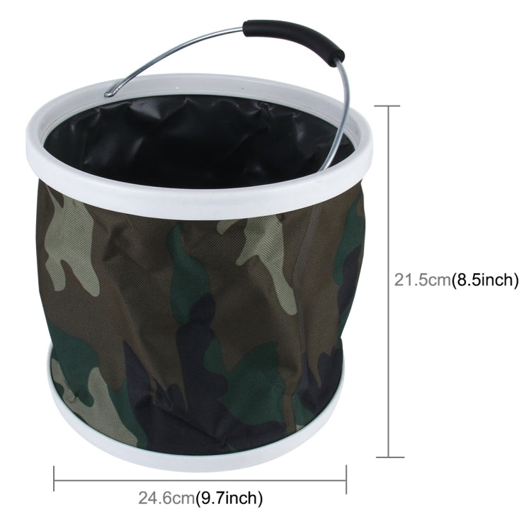 11L Cylinder Shape Foldable Camouflage Printed Bucket Pail for Fishing Camping