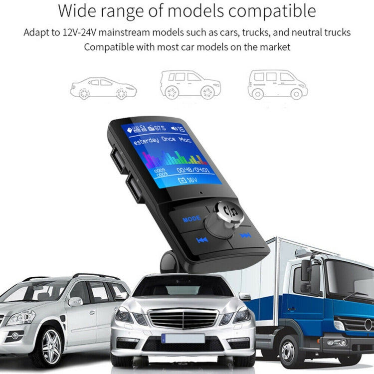 BC-45 Bluetooth Car Kit FM Transmitter Car 2 USB Charger with LED Display, Support Handsfree Function & TF Card