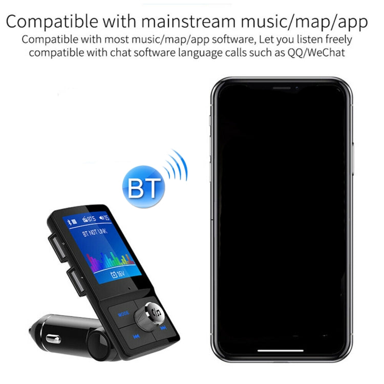 BC-45 Bluetooth Car Kit FM Transmitter Car 2 USB Charger with LED Display, Support Handsfree Function & TF Card