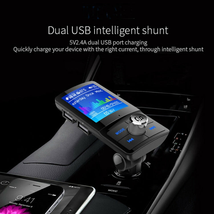 BC-45 Bluetooth Car Kit FM Transmitter Car 2 USB Charger with LED Display, Support Handsfree Function & TF Card