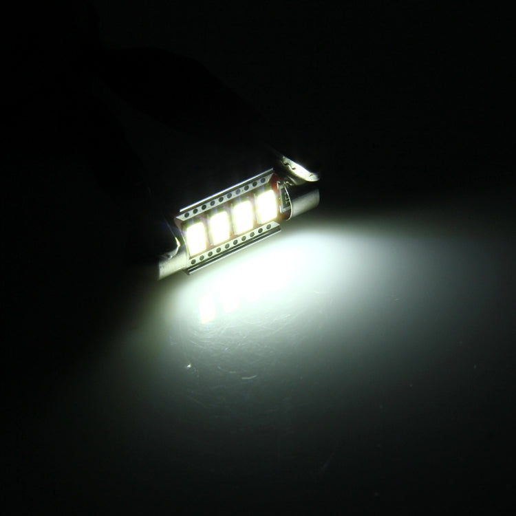 2 PCS 100lm 6000K DC 12V 2W 36MM 5730 Bicuspid Port Decoding Car Dome Lamp LED Reading Light with 4 LED Lights(White Light)