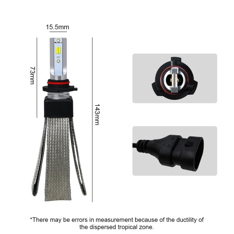 2 PCS T9 HB3 / 9005 / H10 9-36V / 25W / 3000K 4300K 6000K / 3000LM IP68 Car Triple Color LED Headlight Lamps