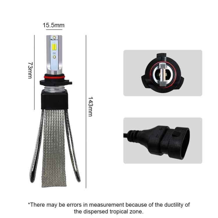 2 PCS T9 HB4 / 9006 9-36V / 25W / 3000K 4300K 6000K / 3000LM IP68 Car Triple Color LED Headlight Lamps