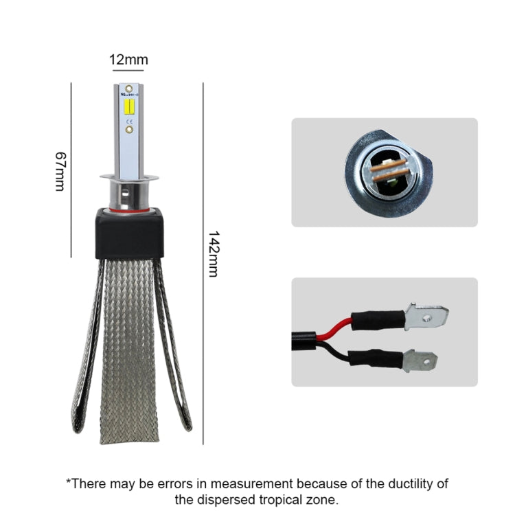 2 PCS T9 H1 9-36V / 25W / 3000K 4300K 6000K / 3000LM IP68 Car Triple Color LED Headlight Lamps