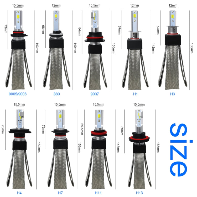 2 PCS T9 H1 9-36V / 25W / 3000K 4300K 6000K / 3000LM IP68 Car Triple Color LED Headlight Lamps