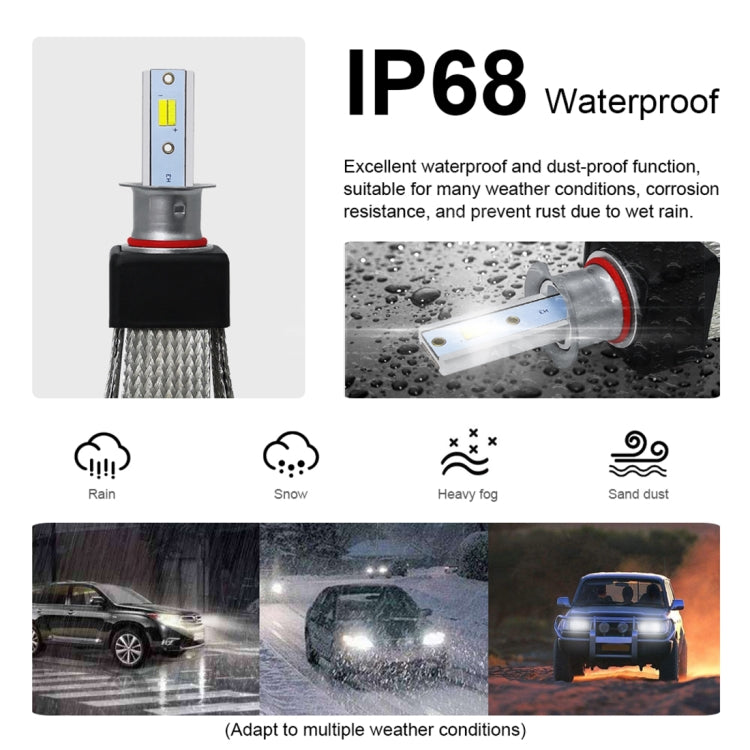2 PCS T9 H3 9-36V / 25W / 3000K 4300K 6000K / 3000LM IP68 Car Triple Color LED Headlight Lamps