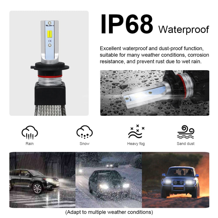 2 PCS T9 H7 9-36V / 25W / 3000K 4300K 6000K / 3000LM IP68 Car Triple Color LED Headlight Lamps