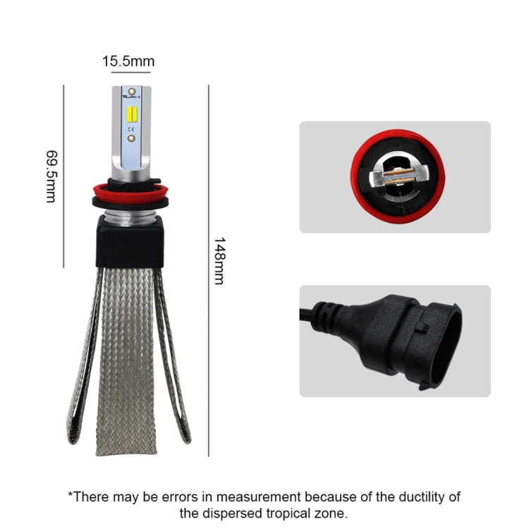 2 PCS T9 H8 / H9 / H11 9-36V / 25W / 3000K 4300K 6000K / 3000LM IP68 Car Triple Color LED Headlight Lamps