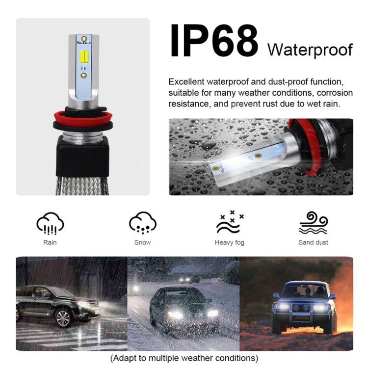2 PCS T9 H8 / H9 / H11 9-36V / 25W / 3000K 4300K 6000K / 3000LM IP68 Car Triple Color LED Headlight Lamps
