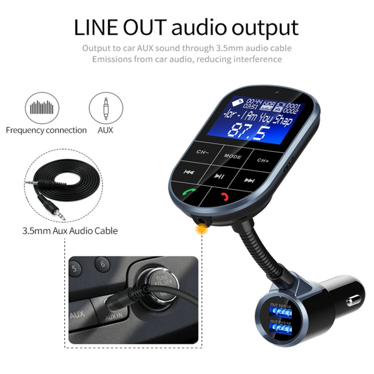 BC37 Dual USB Charging Smart Bluetooth FM Transmitter MP3 Music Player Car Kit, Support Hands-Free Call & TF Card & U Disk(Black)