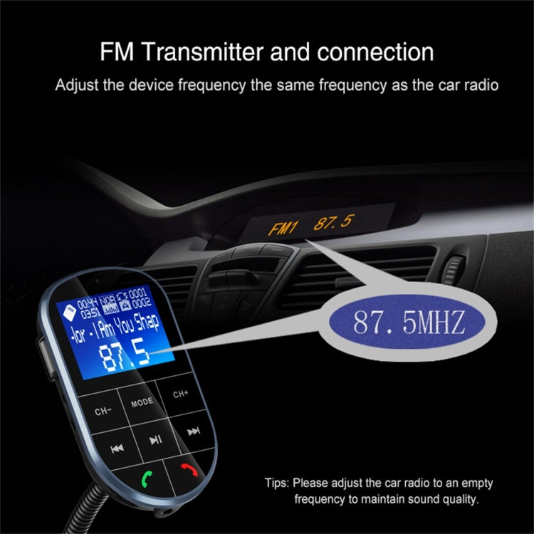 BC37 Dual USB Charging Smart Bluetooth FM Transmitter MP3 Music Player Car Kit, Support Hands-Free Call & TF Card & U Disk(Black)