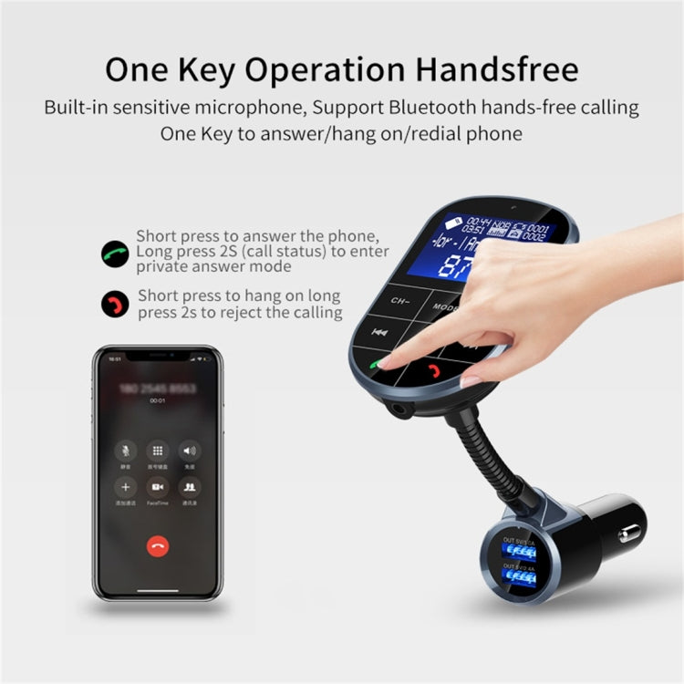 BC37 Dual USB Charging Smart Bluetooth FM Transmitter MP3 Music Player Car Kit, Support Hands-Free Call & TF Card & U Disk(Black)