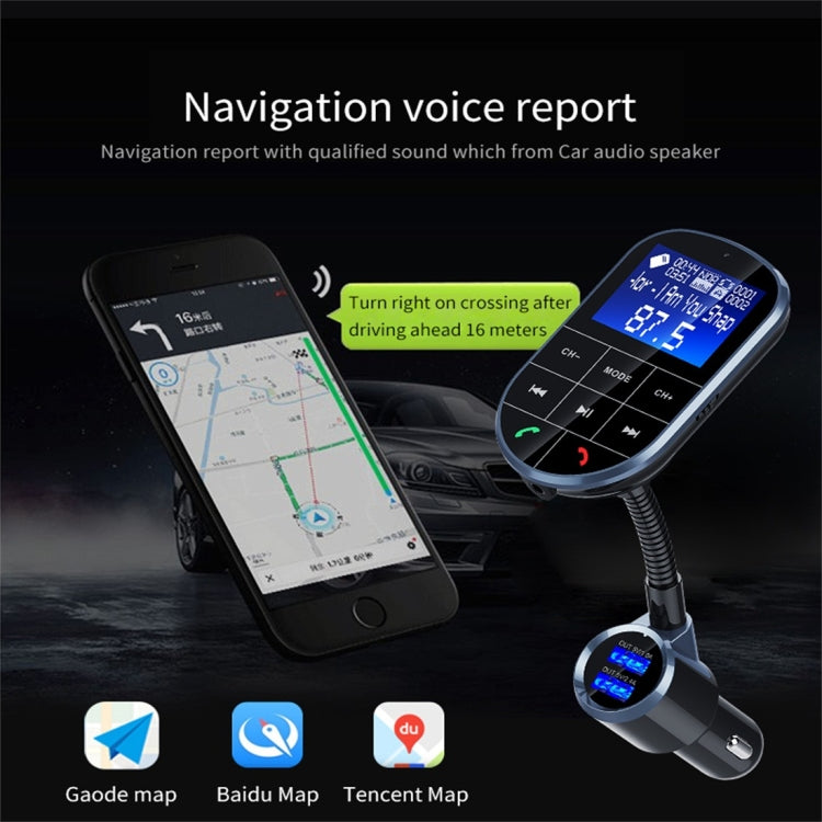 BC37 Dual USB Charging Smart Bluetooth FM Transmitter MP3 Music Player Car Kit, Support Hands-Free Call & TF Card & U Disk(Black)