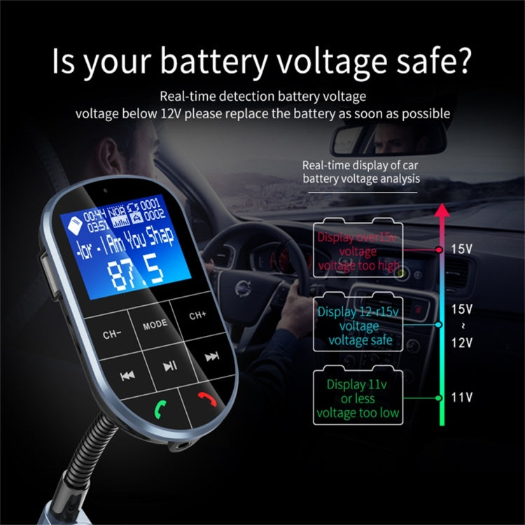 BC37 Dual USB Charging Smart Bluetooth FM Transmitter MP3 Music Player Car Kit, Support Hands-Free Call & TF Card & U Disk(Black)