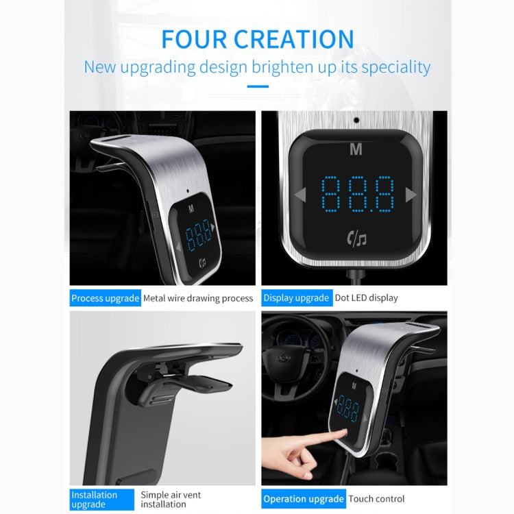 BC39 Dual USB Charging Smart Bluetooth FM Transmitter MP3 Music Player Car Kit, Support Hands-Free Call & TF Card & U Disk
