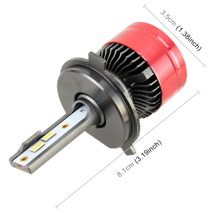 2 PCS V19 H4 DC12-24V / 28W(H) 28W(L) / 6000K / 2000LM IP65 Car LED Headlight Lamps, with 6 CSP Lamps(White Light)