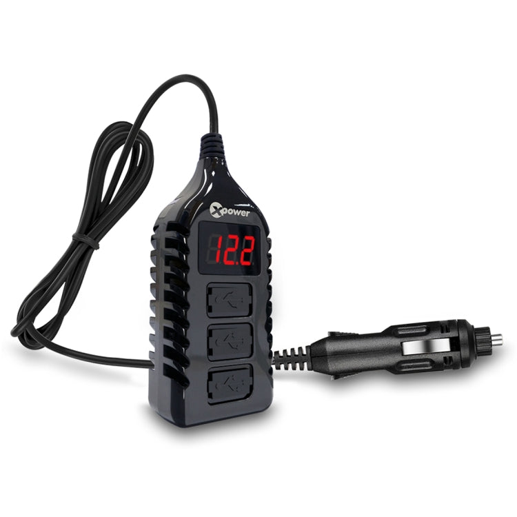 XPower E1 Universal Car LED Digital Display Screen 3 USB Port Charger DC12-24V 7.1A, Cable Length: 1.5m