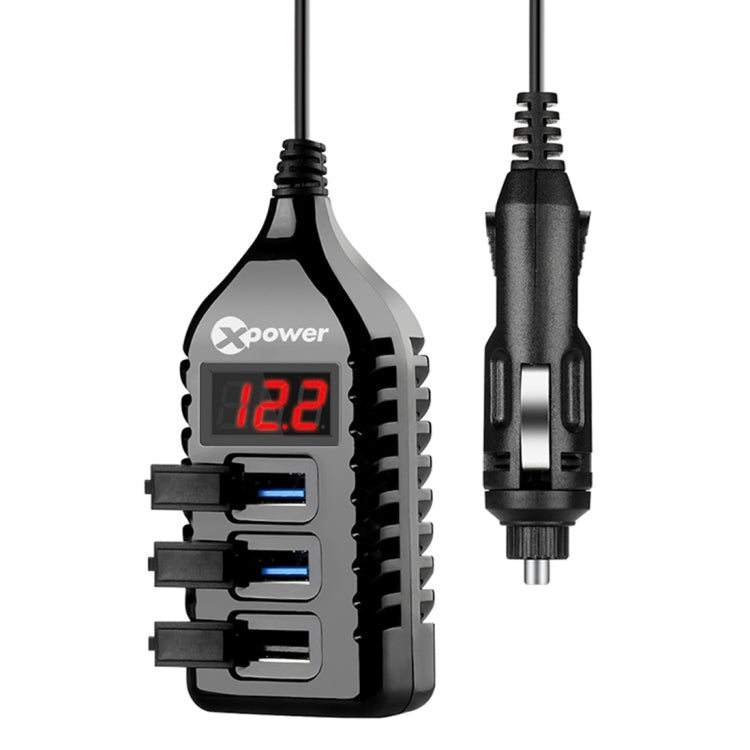 XPower E1 Universal Car LED Digital Display Screen 3 USB Port Charger DC12-24V 7.1A, Cable Length: 1.5m