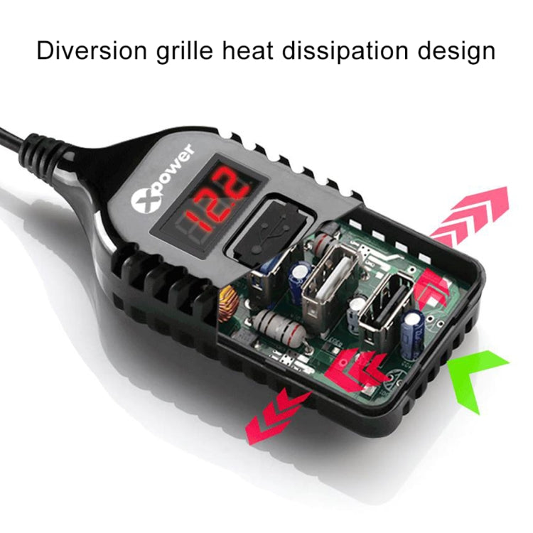 XPower E1 Universal Car LED Digital Display Screen 3 USB Port Charger DC12-24V 7.1A, Cable Length: 1.5m
