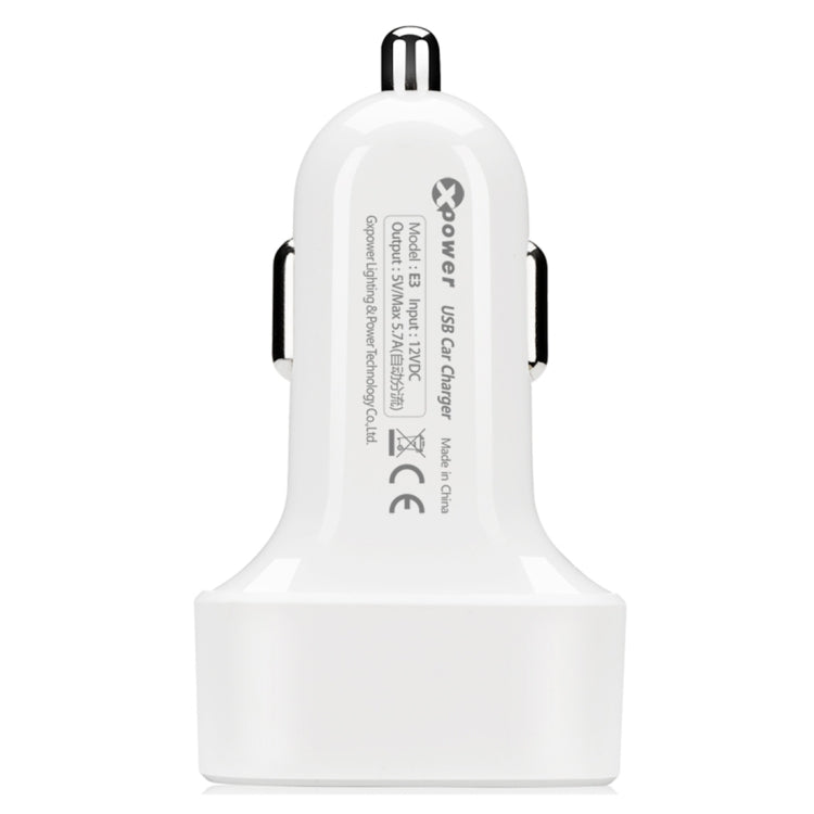 XPower E3 Universal Car 3 USB Port Charger DC12-24V 5.7A